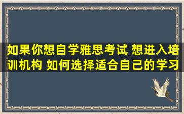 如果你想自学雅思考试 想进入培训机构 如何选择适合自己的学习方式？